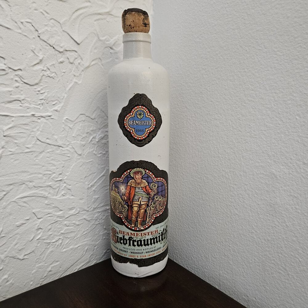 Vtg 1966 Beameister Liebfraumilch Stoneware Wine Bottle Decorative Decanter